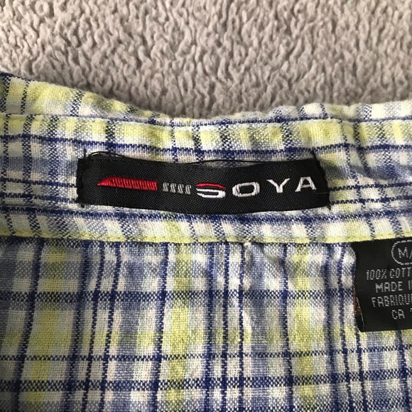 SOYA Plaid Button Up Short Sleeve Blouse - Picture 3 of 5